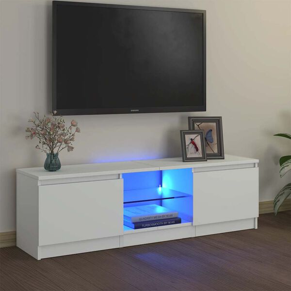vidaXL TV omarica z LED lučkami bela 120x30x36 cm