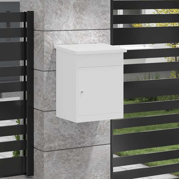 vidaXL &Scaron;katla za dostavo s shranjevanjem Bela 47,5 x 38 x 59 cm Jeklo