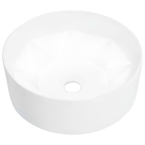 vidaXL Umivalnik iz keramike 36x14 cm bel