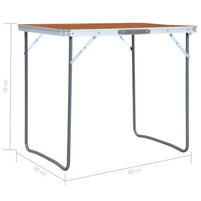 vidaXL Zložljiva miza za kampiranje s kovinskim okvirjem 80x60 cm