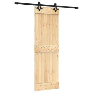 vidaXL Drsna vrata Naravna in črna 70 x 210 cm Masiven borov les