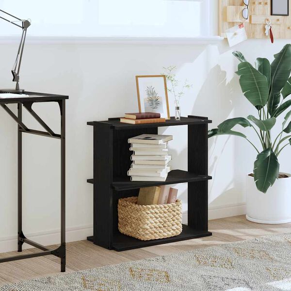 vidaXL Knjižna omara 3-nadstropna črna 60x30x60 cm inženirski les