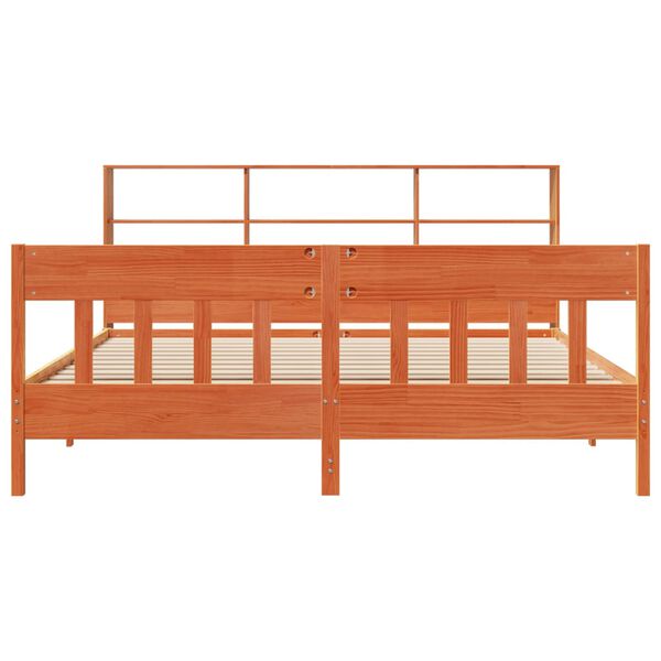 vidaXL Posteljni okvir brez vzmetnice vošč. rjav 180x200 cm borovina