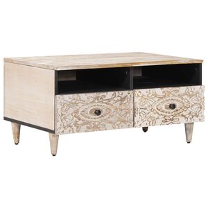 vidaXL Klubska miza Bela 80 x 54 x 40 cm Masiven les manga