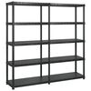 vidaXL Regal s policami 5-nadstropni črn 183x45,7x185 cm plastika