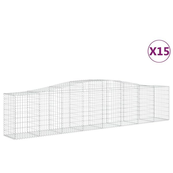 vidaXL Obokane gabion ko&scaron;are 15 kosov 400x50x80/100 cm cinkano železo
