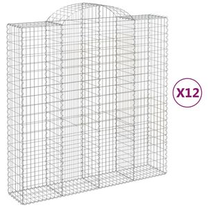 vidaXL Obokana gabion ko&scaron;ara 12 kos 200x50x200/220 cm pocinkano železo