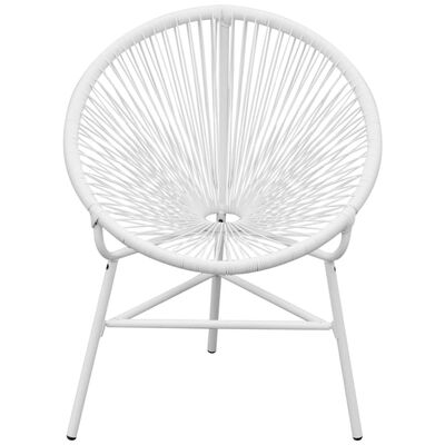 vidaXL Vrtni stol videz vrvic ovalne oblike poli ratan bele barve