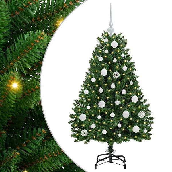 vidaXL Umestno božično drevo med 150 LED Zelena 120 cm PVC in kovina