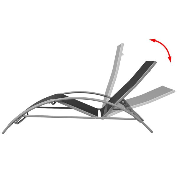 vidaXL Vrtni Ležalnik Aluminij Črne Barve