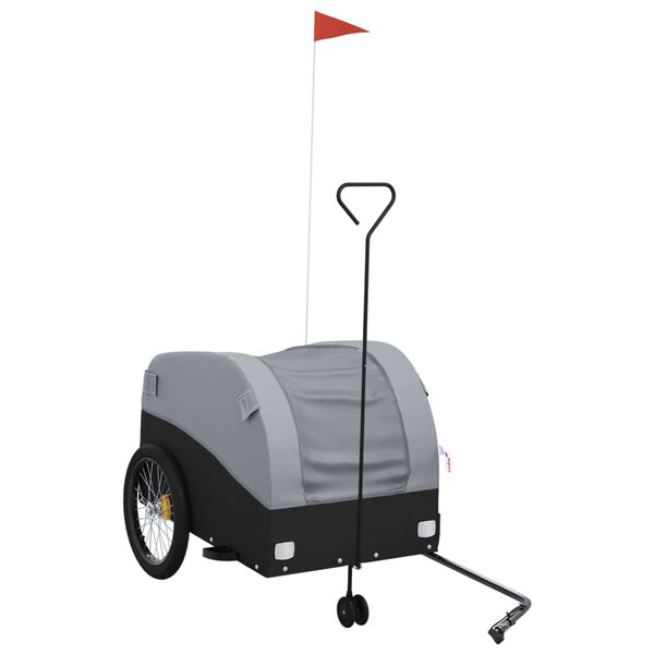vidaXL Kolesarska prikolica črna in siva 45 kg železo