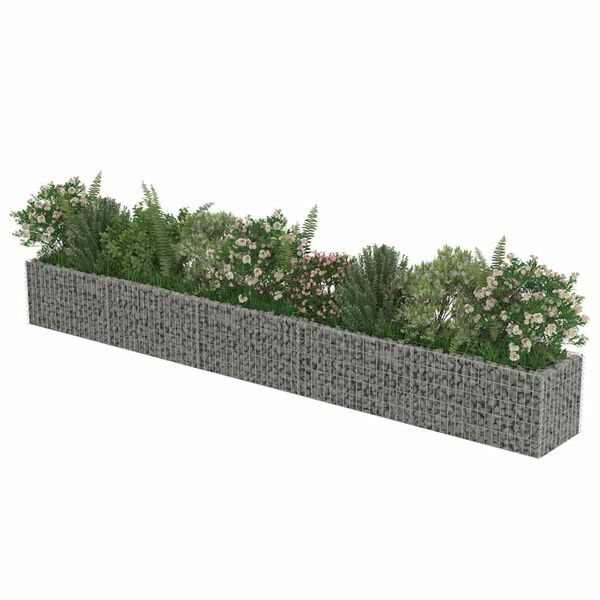 vidaXL Visoka greda gabion pocinkano jeklo 450x50x50 cm