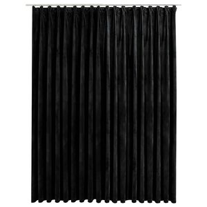 vidaXL Zatemnitvena zavesa z obe&scaron;ali žametna črna 290x245 cm