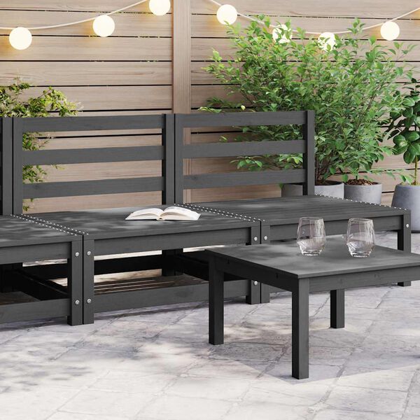 vidaXL Vrtni sredinski kavč 2 kosa siva trdna borovina