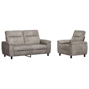 vidaXL Kavčna garnitura 2 pcs Svetlo siva Umetno nubuk usnje