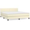 vidaXL Box spring postelja z vzmetnico krem 180x200 cm umetno usnje