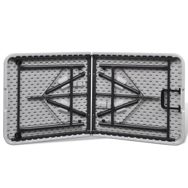 vidaXL Zložljiva vrtna miza 122 cm HDPE bela