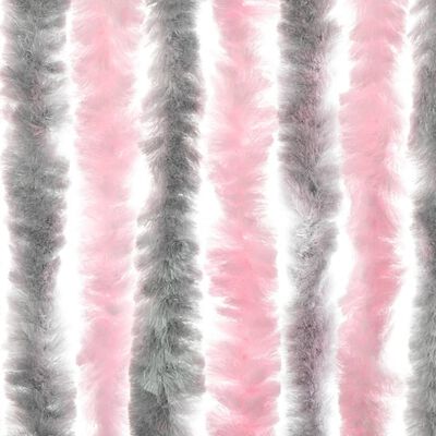 vidaXL Zavesa proti mrčesu srebrno siva in roza 56x200 cm šenilja
