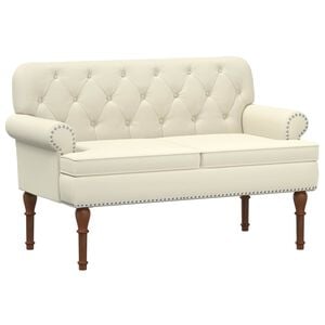 vidaXL Dvojnica s gumbi Krem 120 x 65 x 77 cm Umetno usnje