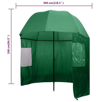 vidaXL Ribiški Dežnik Zelene Barve 300x240 cm