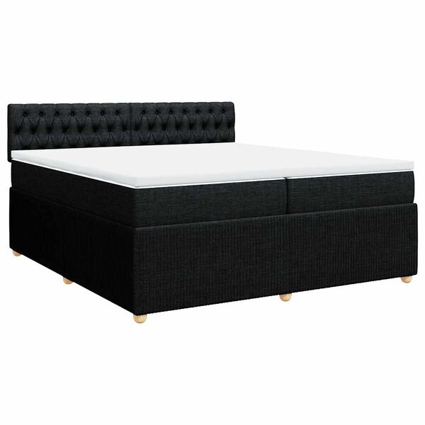 vidaXL Box spring postelja z vzmetnico črn 200x200 cm blago