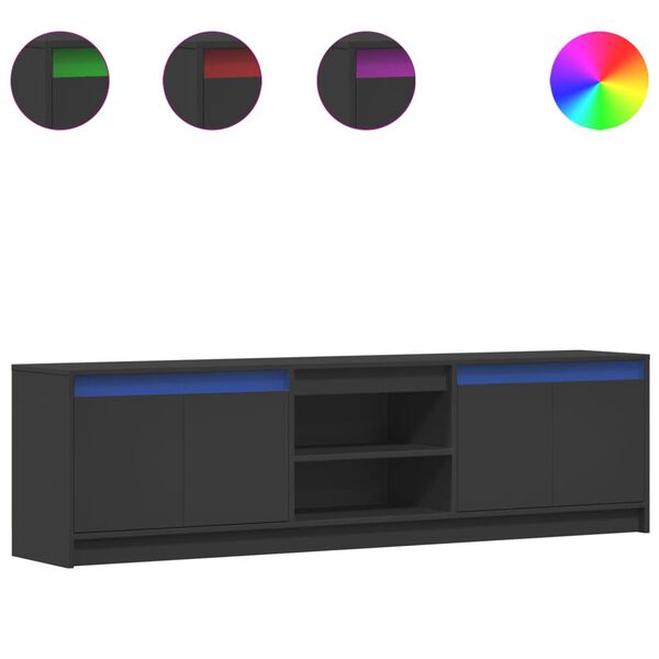 vidaXL TV omarica z LED črna 180x34x50 cm inženirski les