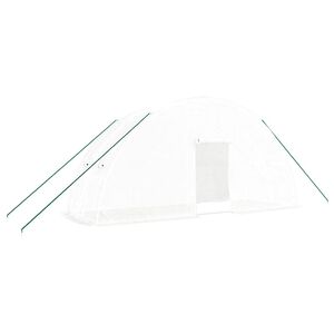 vidaXL Rastlinjak z jeklenim ogrodjem bel 12 m&sup2; 6x2x2,85 m