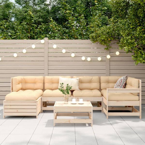 vidaXL Vrtna sedežna garnitura 7-delna trdna borovina