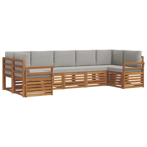 vidaXL Sedežne garniture z blazino 7 pcs Naravna in svetlo siva