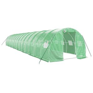 vidaXL Rastlinjak z jeklenim ogrodjem zelen 48 m&sup2; 16x3x2 m