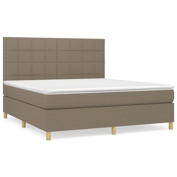 vidaXL Box spring postelja z vzmetnico taupe 160x200 cm blago