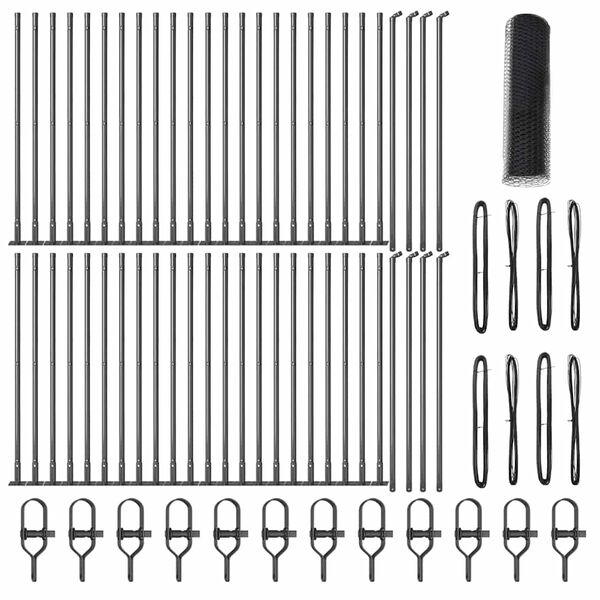 vidaXL Steber ograje. Siva 100 x 0,6 m (25 mm mreža) Jeklo in PVC