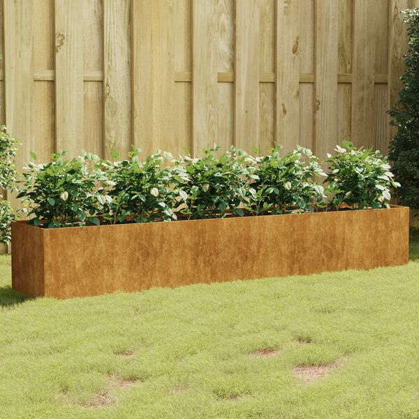vidaXL Vrtna visoka greda 200x40x40 cm corten jeklo