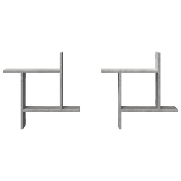 vidaXL Stenska polica 2 kosa betonsko siva 50x12x50 cm inženirski les