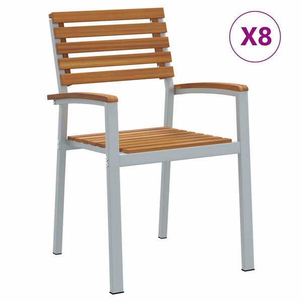 vidaXL Vrtni Stol 8 pcs Rjava 56 x 57 x 87 cm Masiven les akacije