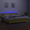 vidaXL Box spring postelja z vzmetnico LED zelena 200x200 cm blago
