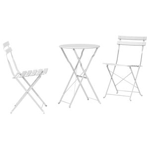 vidaXL Zložljiv bistro set 3 kos Bela Jeklo