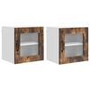 vidaXL Stenski stekleni omarica PORTO 2 pcs Dimljeni oreh