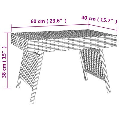 vidaXL Zložljiva stranska mizica rjava 60x40x38 cm poli ratan