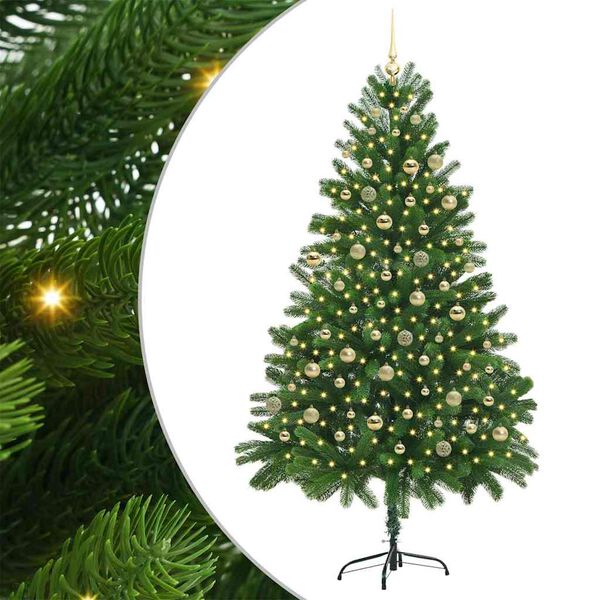 vidaXL Božično drevo med 300 LED z stojalom Zelena 210 cm PE
