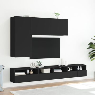 vidaXL Stenska TV omarica črna 60x30x30 cm inženirski les