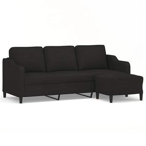 vidaXL Trosed s stolčkom za noge črn 180 cm blago