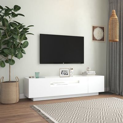 vidaXL TV omarica z LED lučkami bela 160x35x40 cm