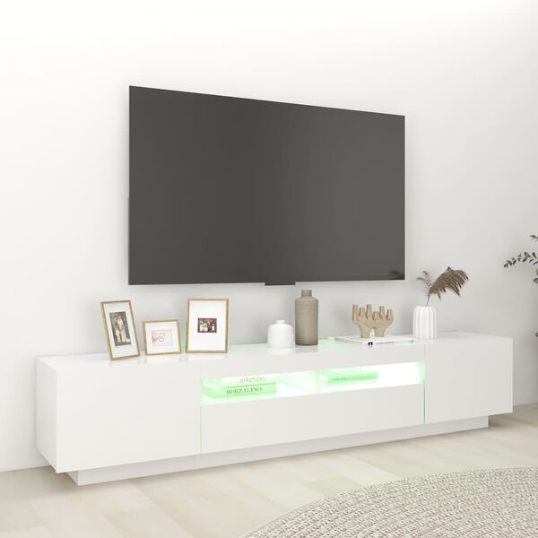 vidaXL TV omarica z LED lučkami bela 200x35x40 cm