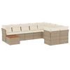 vidaXL Vrtna sedežna garnitura 10-delna z blazinami bež poli ratan