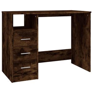 vidaXL Pisalna miza s predali dimljen hrast 102x50x76cm inženirski les