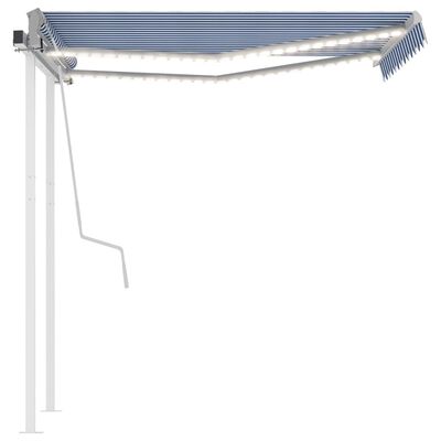 vidaXL Ročno zložljiva tenda z LED lučmi 3x2,5 m modra in bela