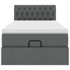 vidaXL Otomanska postelja z vzmetnico & LEDs temno siva 90x200 cm
