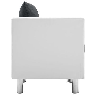 vidaXL Kavč dvosed umetno usnje bele in temno sive barve