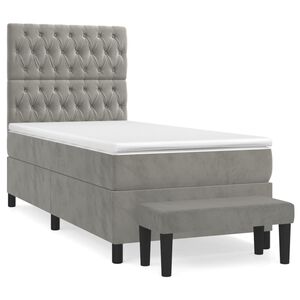vidaXL Box spring postelja z vzmetnico svetlo siva 80x200 cm žamet